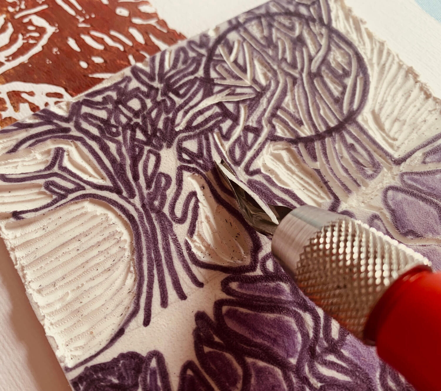 Diwa art therapy - linocut carving.